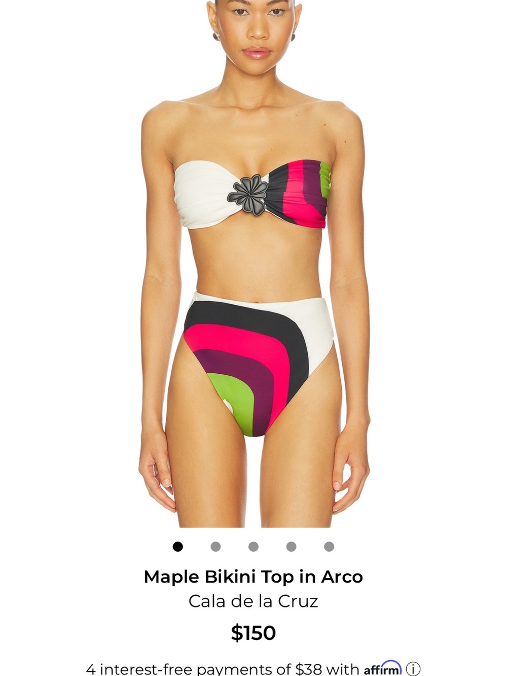 Cala de la Cruz Maple Strapless Bikini Bottom in Multi-Color Arco